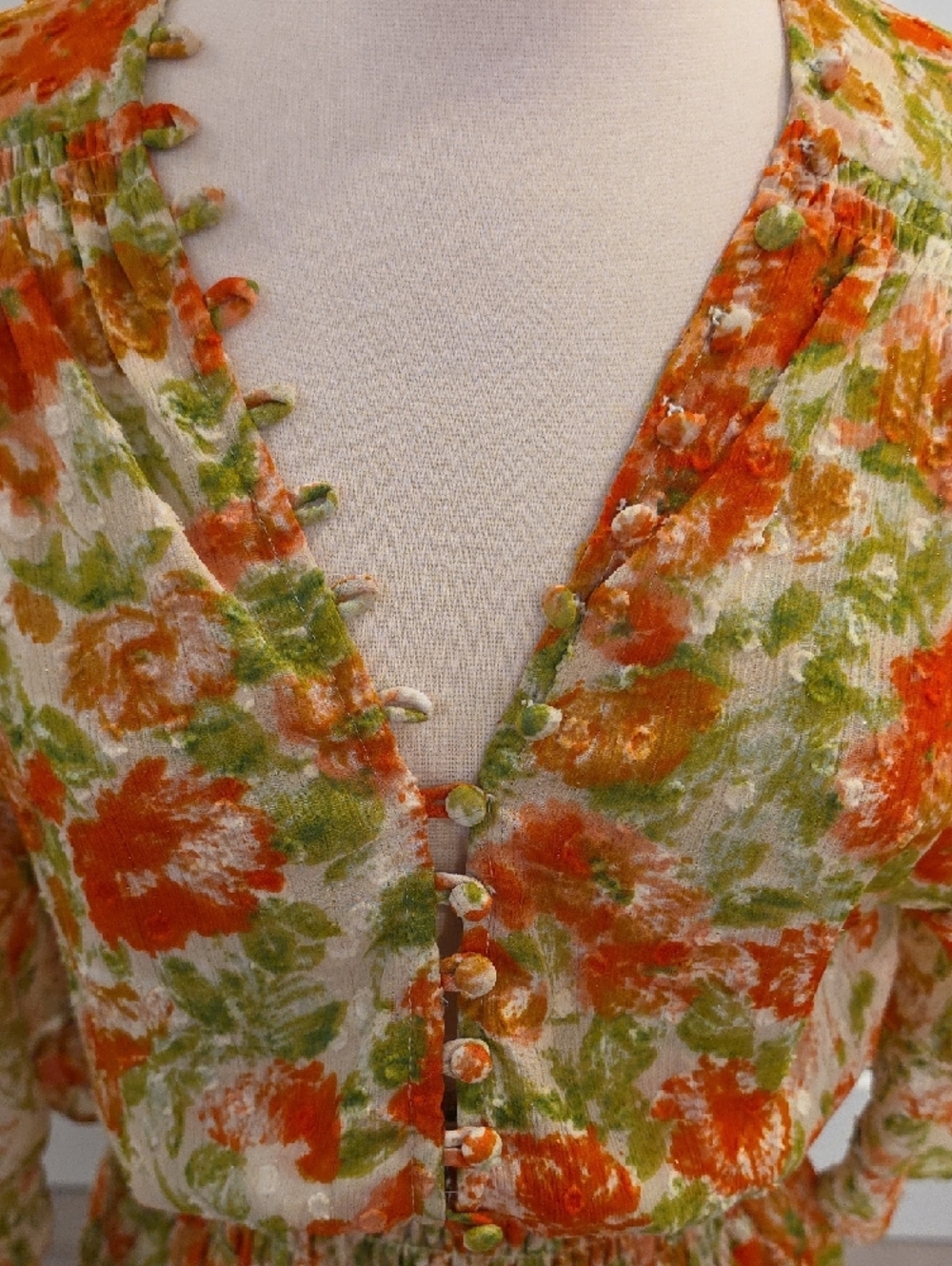 Misa Los Angeles Floral Mini Dress in Orange, Green, Cream size XS new with tags - Picture 5 of 10